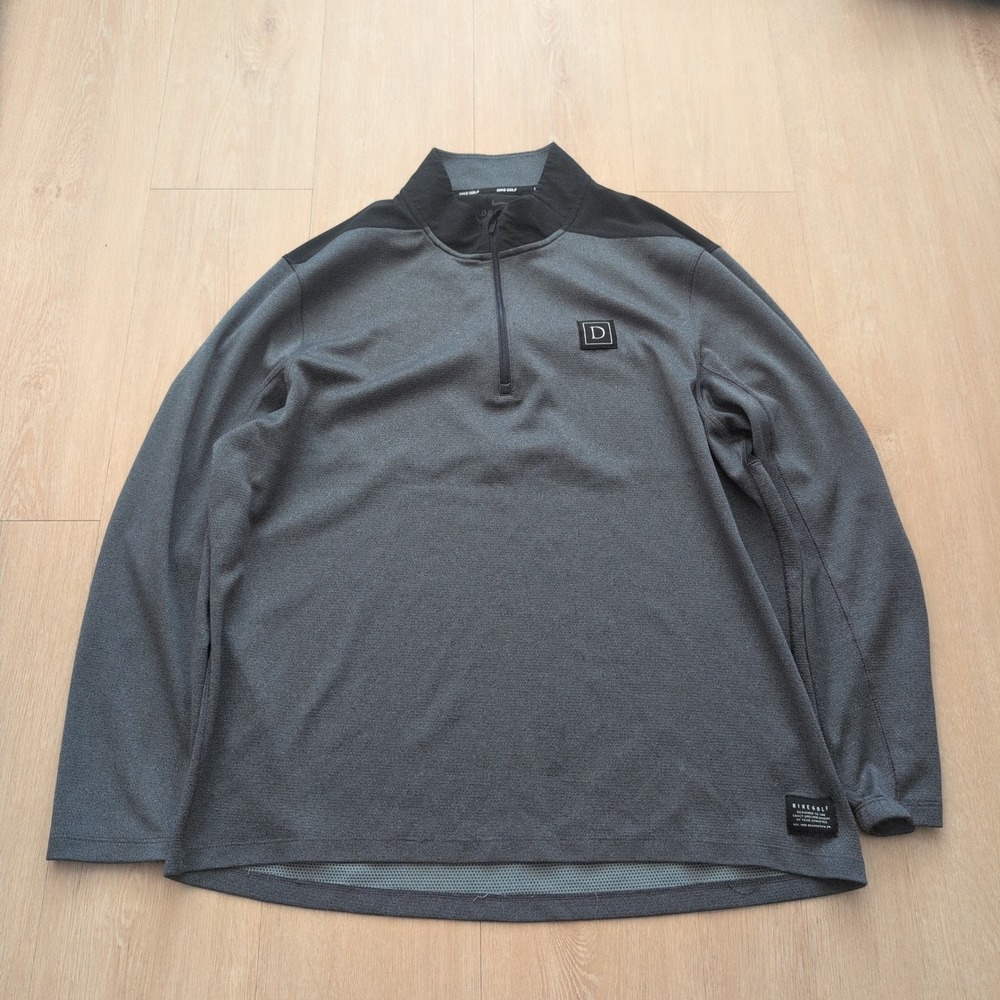 Nike Golf Dri-FIT Mens XL Quarter Zip Pullover Grey Black Textured Long Sleeve